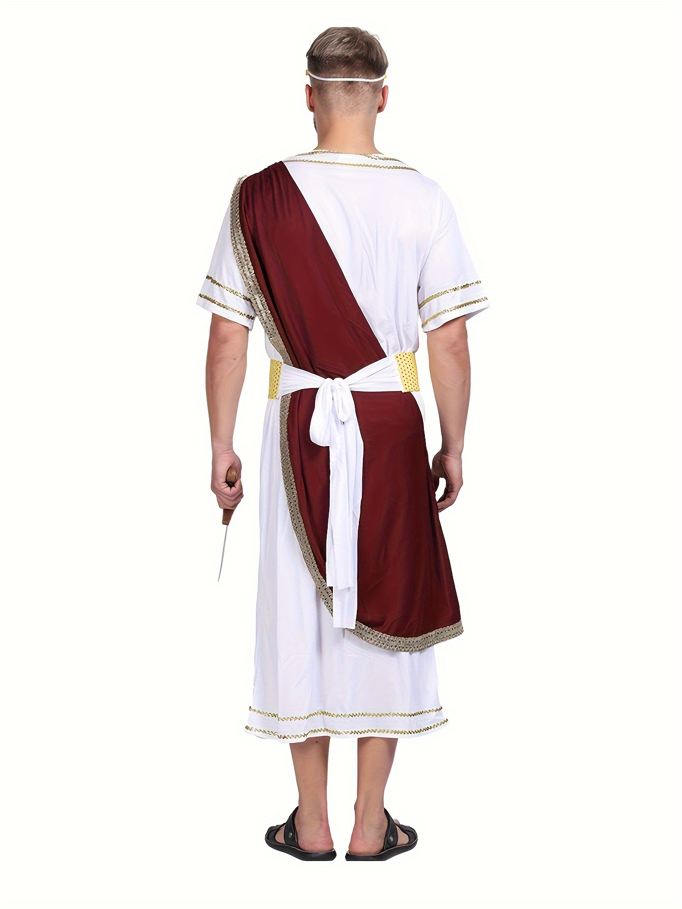 Mens Toga Outfit Halloween Historical Red And For And | Temu United Kingdom