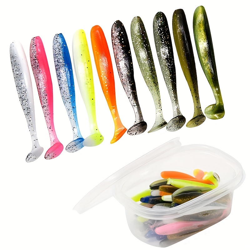 

50pcs/box T-tail Soft Lure, Bionic Swimbait, Fishing Accessories For Freshwater And Saltwater