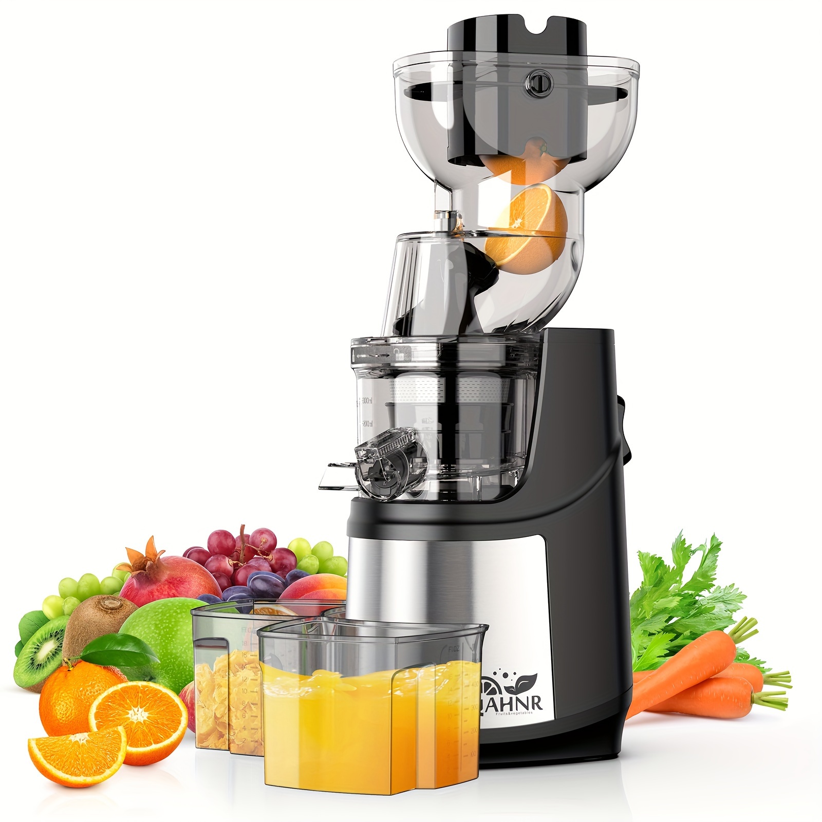 

Cold Press Juicer Machines, 300w Slow Masticating Juicer Machines Vegetable And Fruit With 3.54" Large Feed Chute, Electric Juicer Machines Cold Pressed, Reverse Function Easy To Clean With Brush