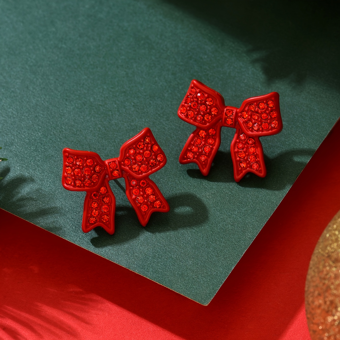 Image of 1 Pair Of Fashionable And Easy Inlaid Rhinestone Knot Women's Earrings Suitable For Christmas, Valentine's Day And Daily Wear