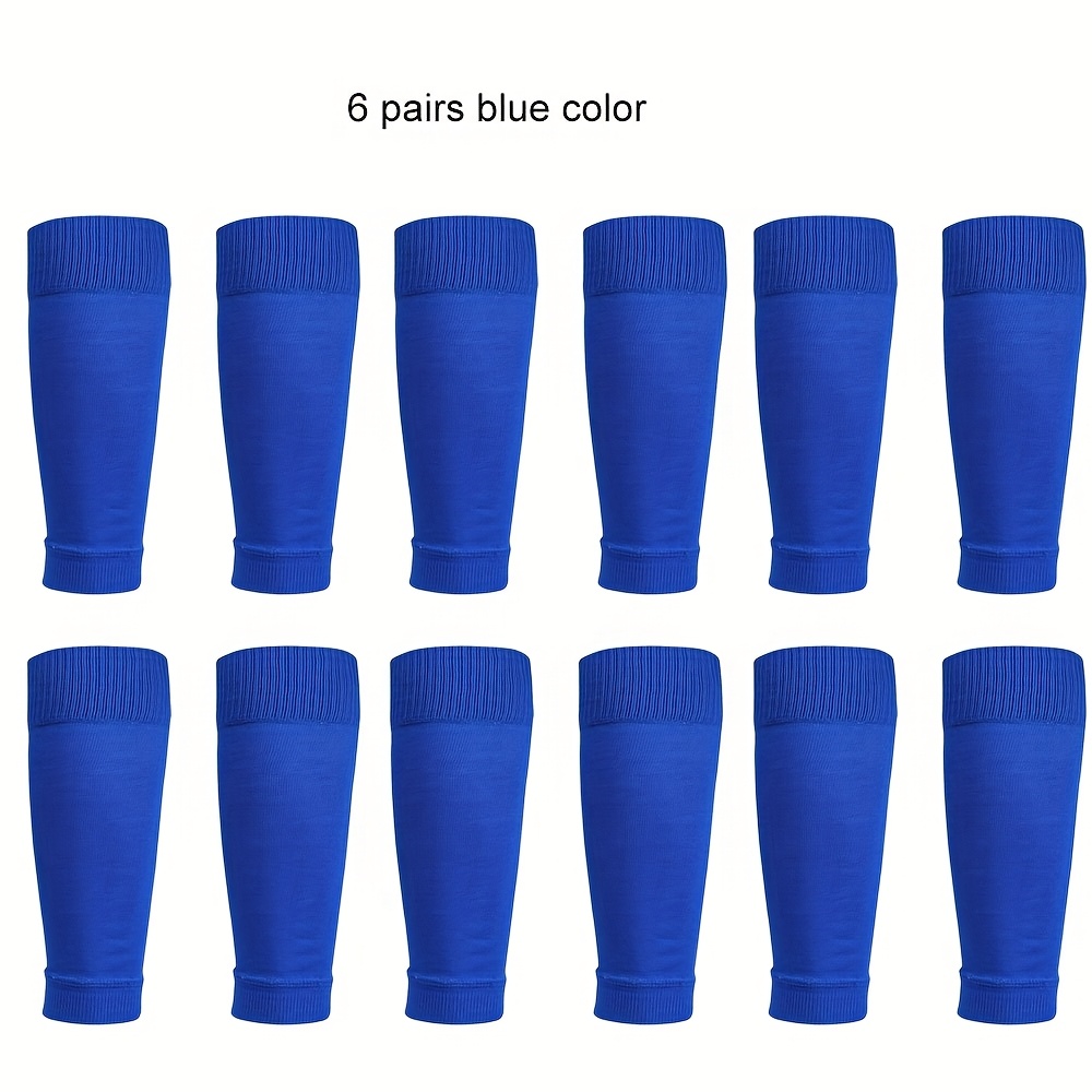 Image of 6 Pairs Of Anti-slip Sports Socks For Men And Women, Football Anti-friction Leg Guards, Solid Calf Socks.