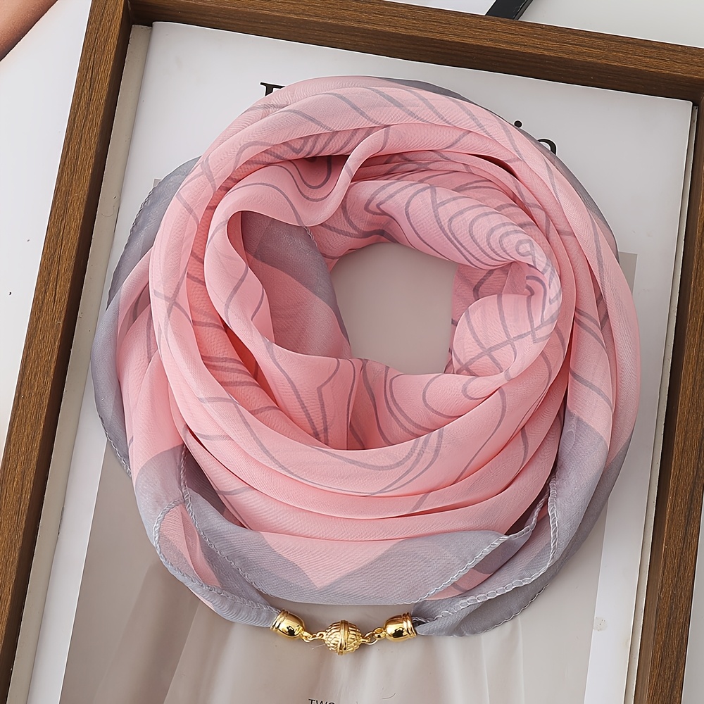 lightweight printed magnetic   scarf convenient and stylish neck warmer 100 polyester womens decorative scarf suitable for  