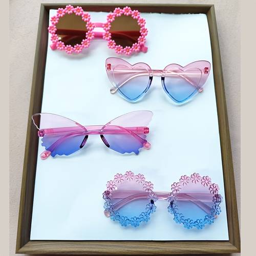 4pcs set of cute glasses petal shaped glasses heart shaped glasses glasses
