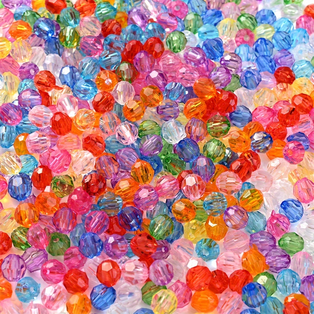 

300pcs Multicolor Faceted Acrylic Beads 6mm Clear Spacer Beads For Diy Bracelet Necklace Handicrafts Small Business Jewelry Making Supplies