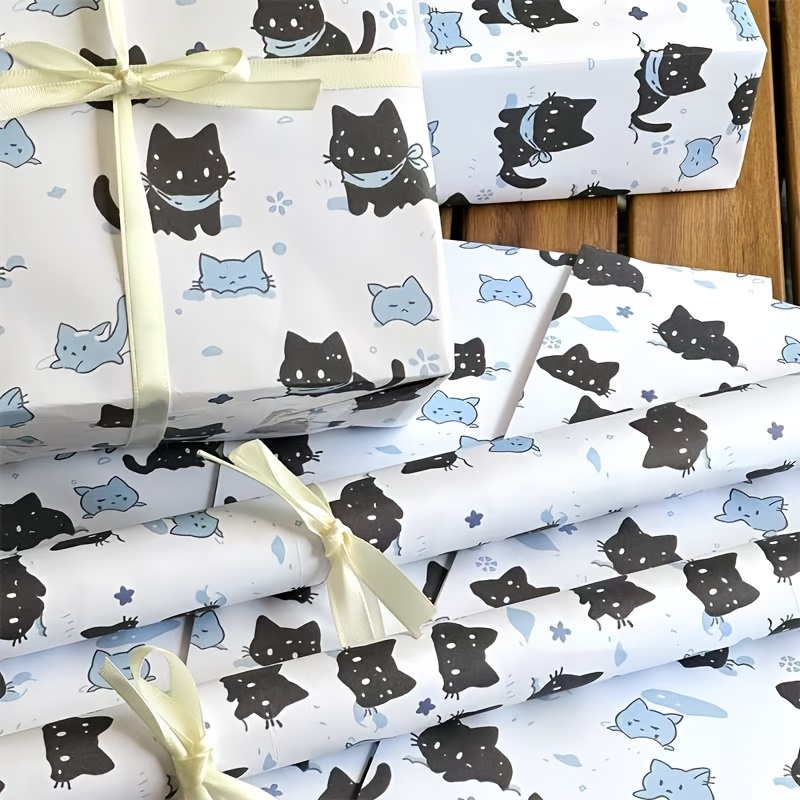 

6-pack Snow Kitten Wrapping Paper, Light Cat Design, 19.7 X 27.6 Inches Each, Birthday, , Baby Shower, Pet Lovers Gift Wrap With Butterfly Accents