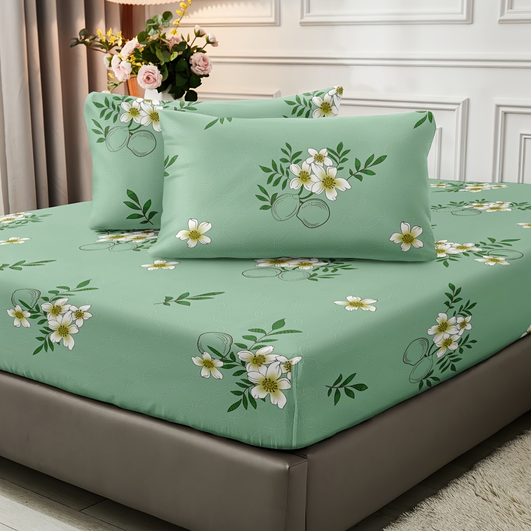TEMU Three-piece Set Of Camellia Bedding · Minimalist Life Starts With A Good Fitted Sheet! Single Bed · Dormitory Bed · Double Bed · King Bed · King