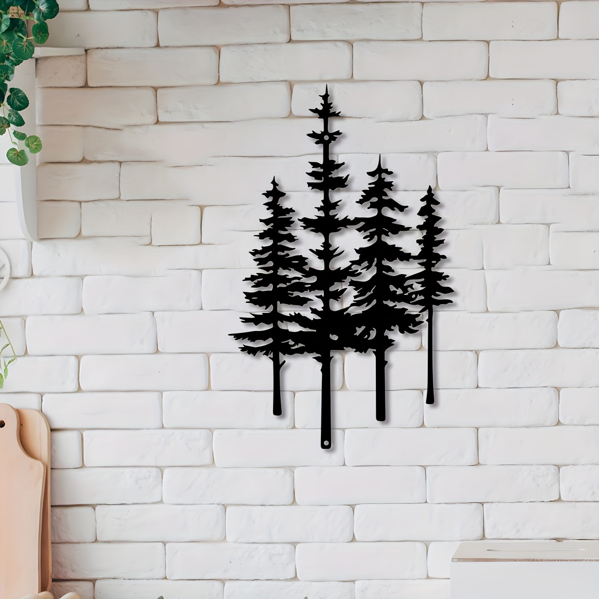

Bohemian Metal Pine Tree Wall Art - Indoor/outdoor Decorative Sculpture With Hooks For Living Room, Patio, Balcony