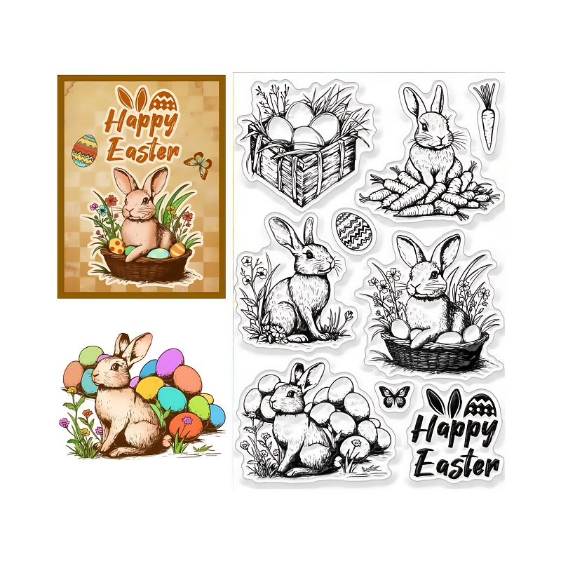 

1pc Easter Bunny Silicone Stamp Set, Vintage Realistic Rabbit Transparent Stamps For Diy Scrapbooking, Card Making, Album Photo Decoration, Craft Painting, Pvc Material