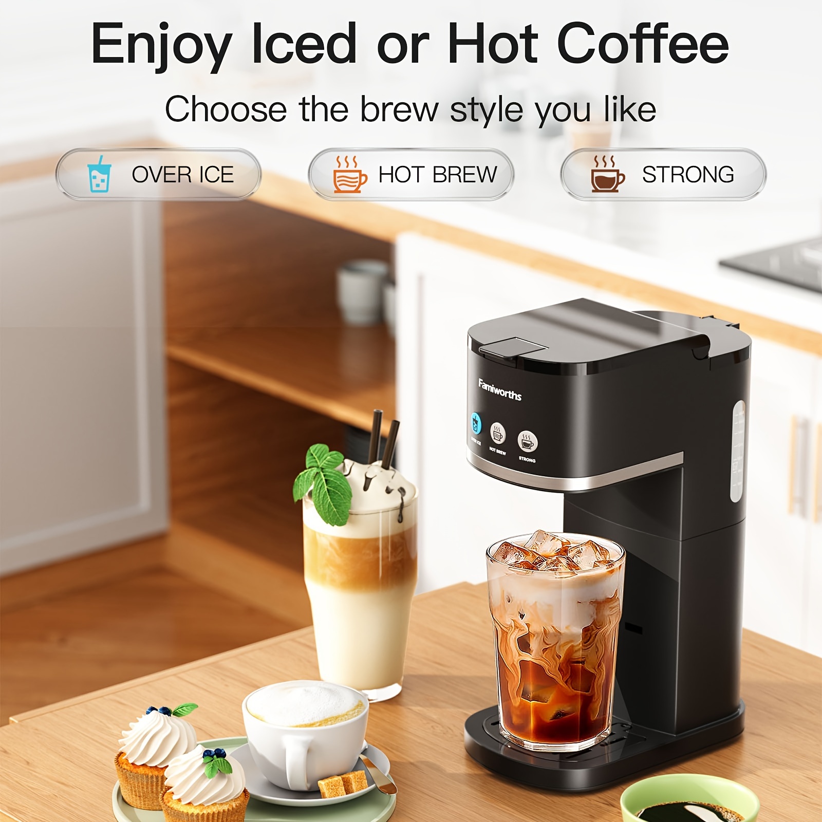 coffee maker iced and machine cup ground coffee 6 to 16 oz brew sizes 5 travel mug capsule coffee machine with descaling black 5