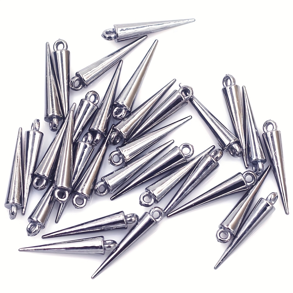 TEMU 50 Piezas de Colgantes con Remaches de y Púa Gunmetal, Conos Acrílicos para Collares y Pendientes, Accesorios DIY 23x5mm