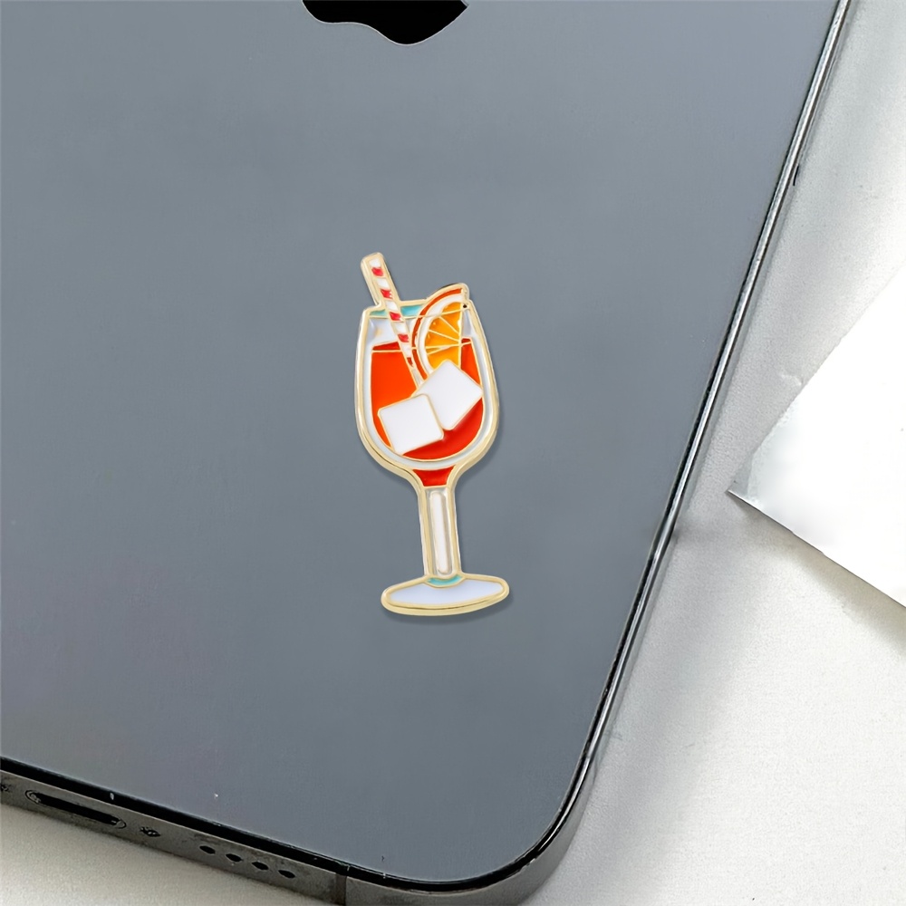 Colorful Glass (with Ice, Citrus & Striped Straw) Enamel Metal Phone Stickers, Patches, Badge & Fridge Magnet - Summer Party - Inspired Decor