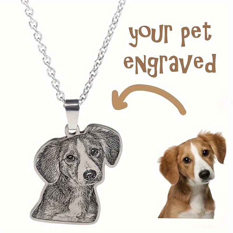 

Personalized Pet Necklace - Steel, Engravable Pendant - For Pet