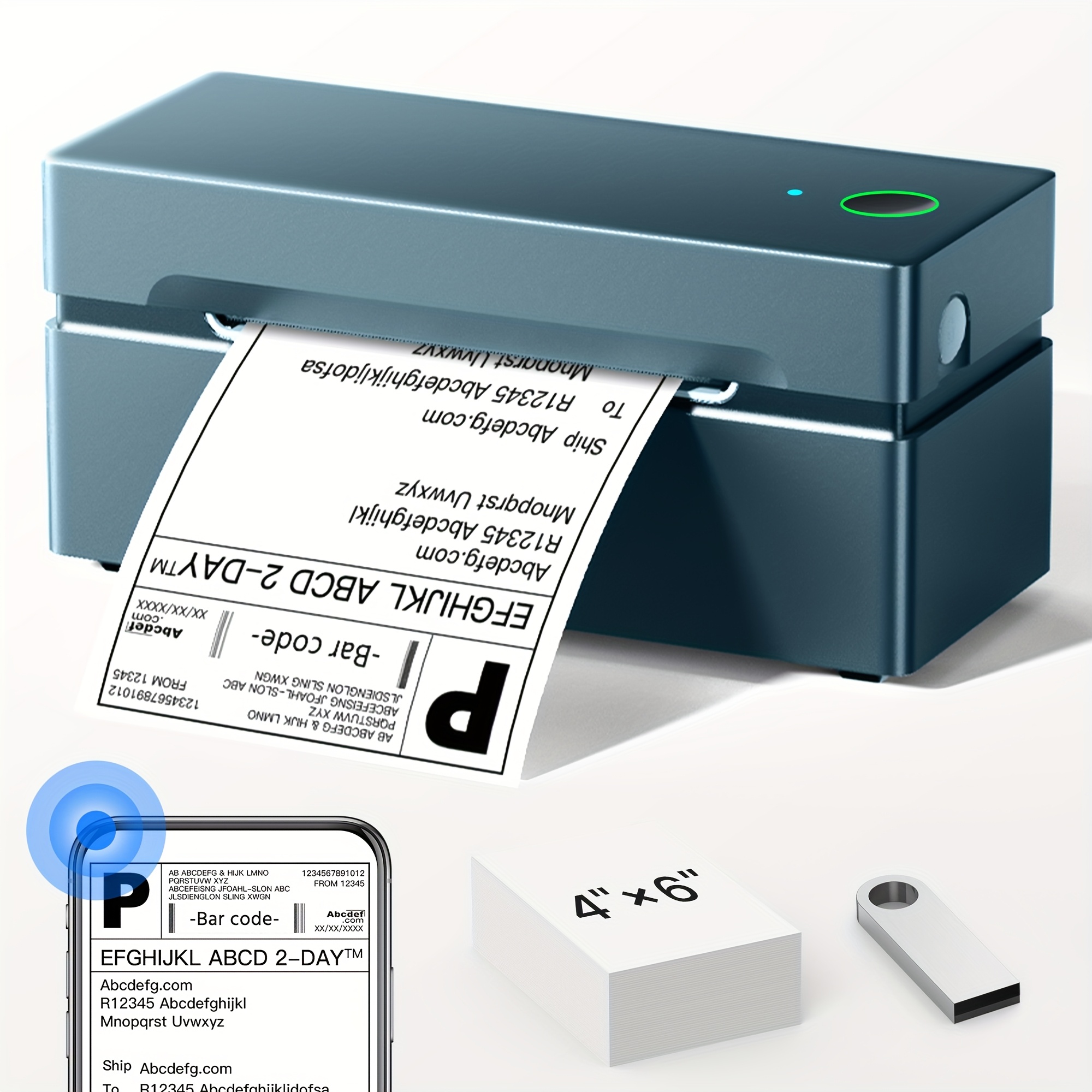 Pl80e Wireless Courier Label Printer - , 4x6 Inch Courier Label Printing, Cell Phone Computer Universal, Small Business Gods, With 50 Sheets Of Test Paper