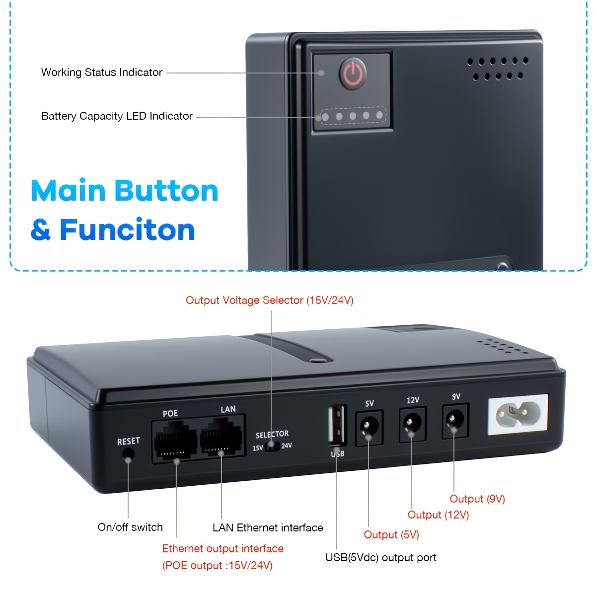 UPS for router XIONG Qi DC1018L 18W USB DC POE (without battery)