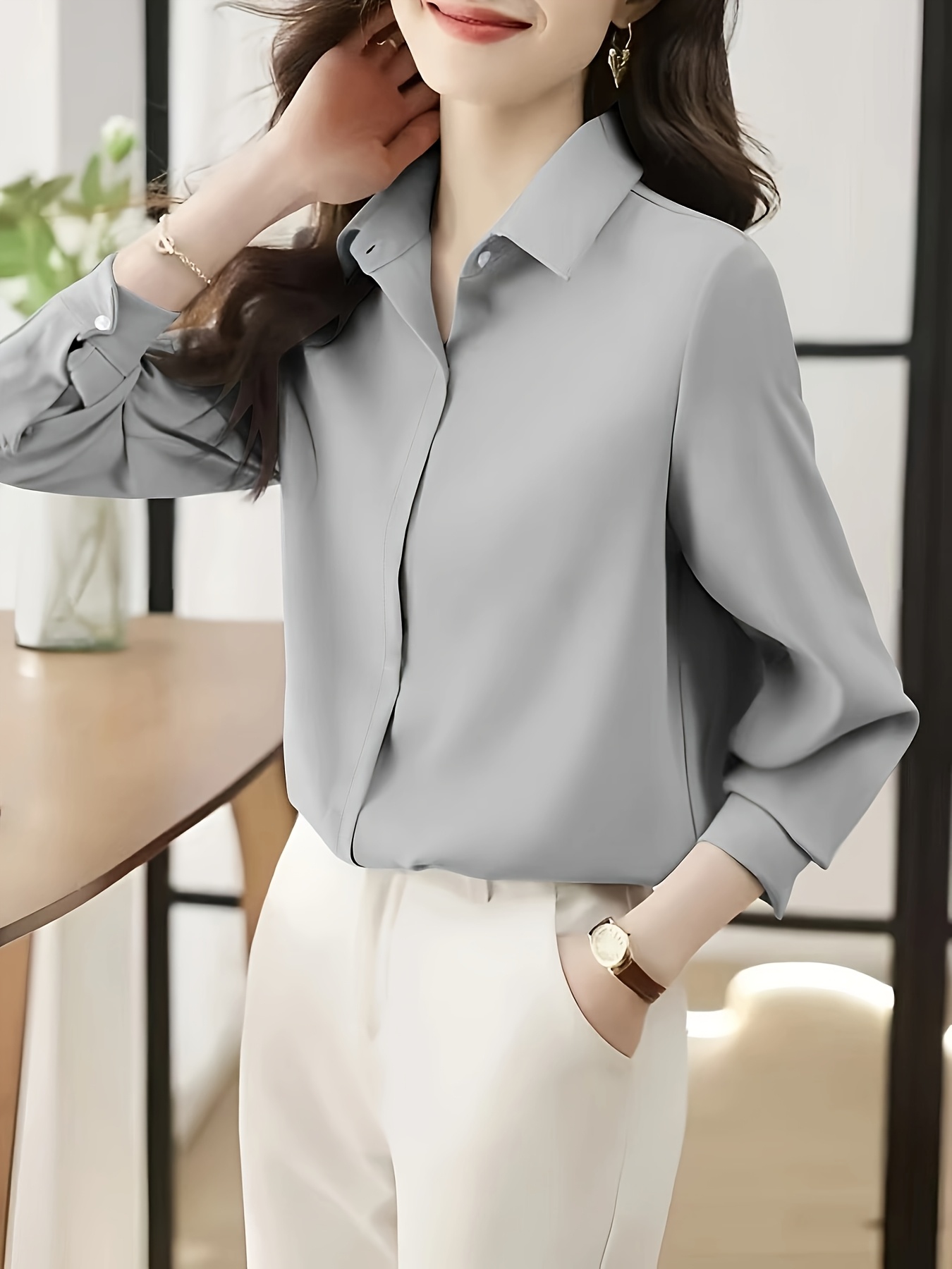 womens long sleeve blouse professional formal wear - Temu
