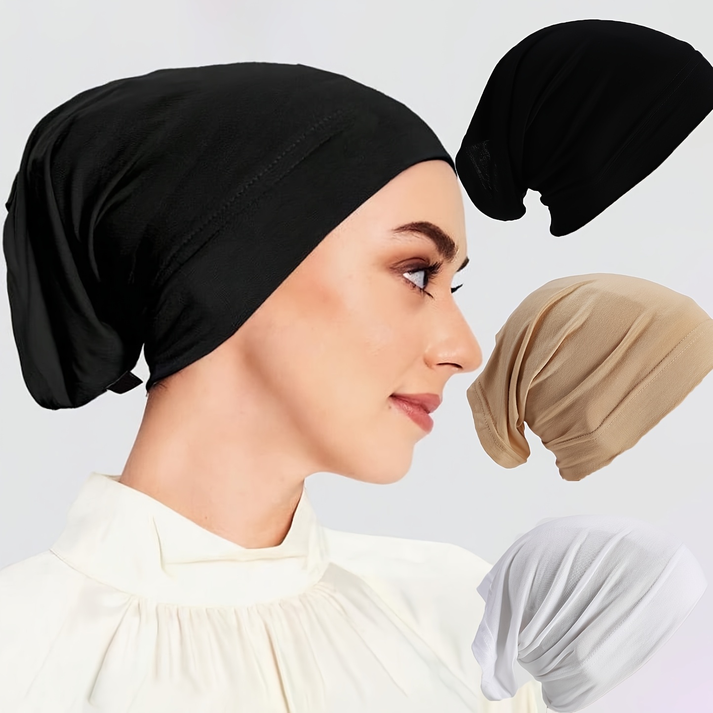 3pcs/set Women' Basic Tube Headscarf Base Cap Ramadan Holiday Celebration Modal Hijab Caps