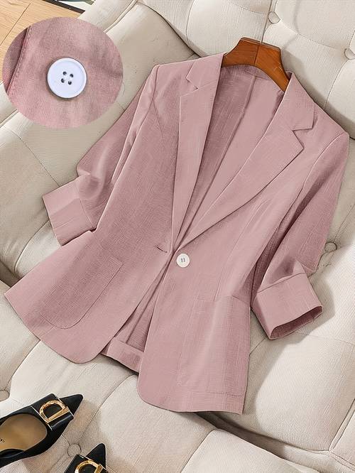 bk260321327 2026 new premium solid color single breasted suit elegant three quarter sleeve comfortable breathable commuter casual jacket elegant style suitable for summer and autumn versatile suit