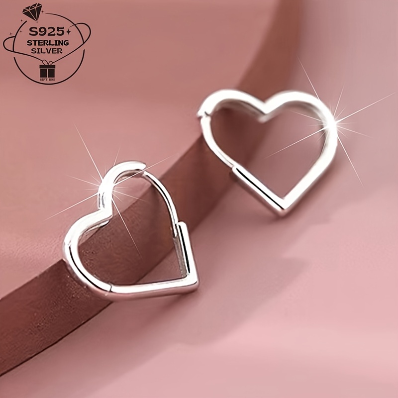 

1 Pair Of 925 Silver, Heart-shaped Ear Clasps, Simple Heart-shaped Women's Earrings. Luxury Accessories For And Parties, Ideal Gifts For Birthdays, Valentine's Day, And Anniversaries.