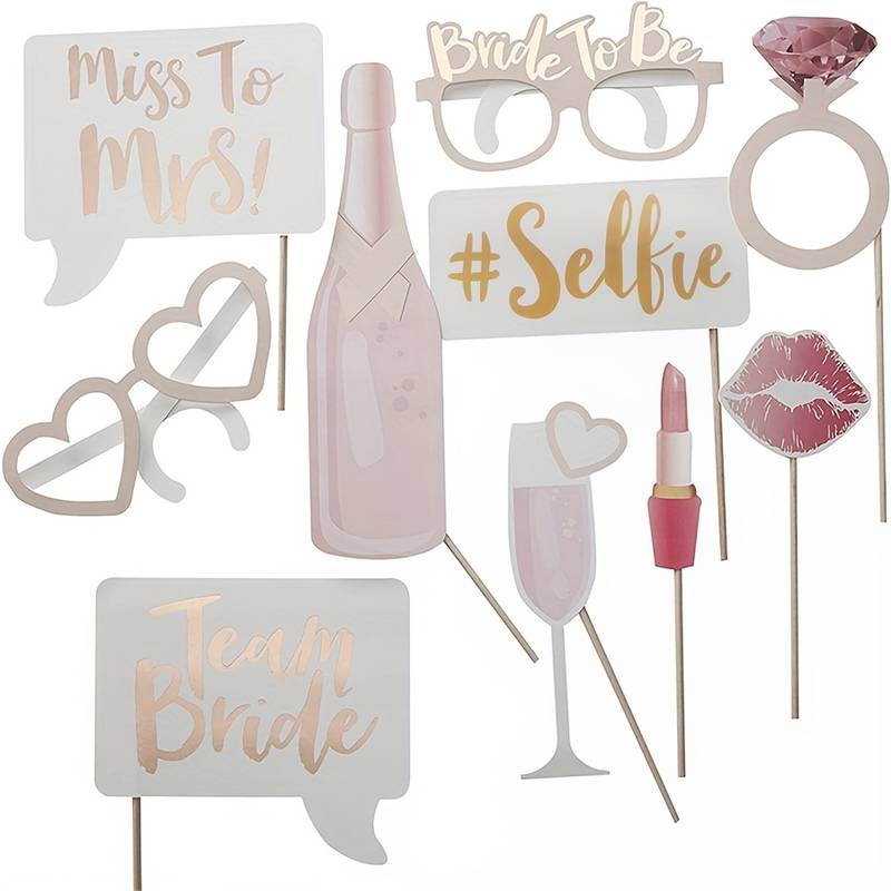 10pcs wedding photo booth props glasses bachelorette hen party decoration supplies bride to married photobooth gift paper material suitable for wedding bridal shower anniversary bachelor party 0