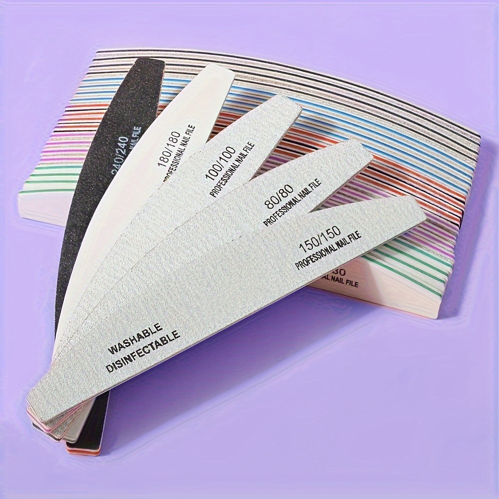 TEMU 5pcs Wooden Nail Files Set, Professional Nail Sanding Block File, Nail Buffer Board, Emery Board For , Unfragranced, Washable, Disinfectable,