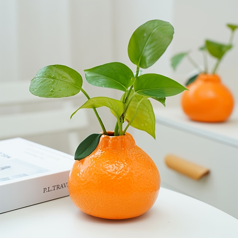 

Orange Ceramic Ikebana Vase, Round Textured Flower Frog Arrangement Holder