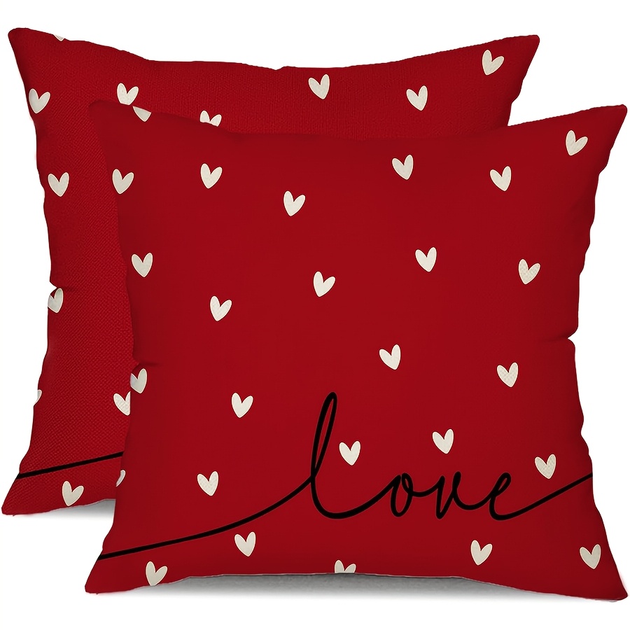 

2pcs, Valentine's Day Pillow Covers Set Hearts Decor Red Throw Pillow Covers Valentine's Day Decoration For Sofa Couch