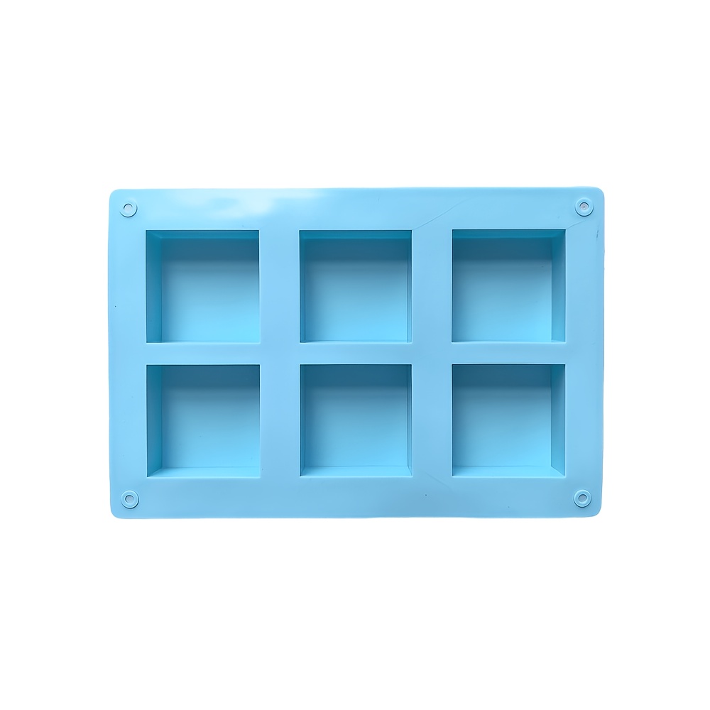 TEMU Molde de silicona para jabón de 1 pieza con 6 cavidades cuadradas, molde de silicona a para bombas de baño y sales, suministros para hacer jabón