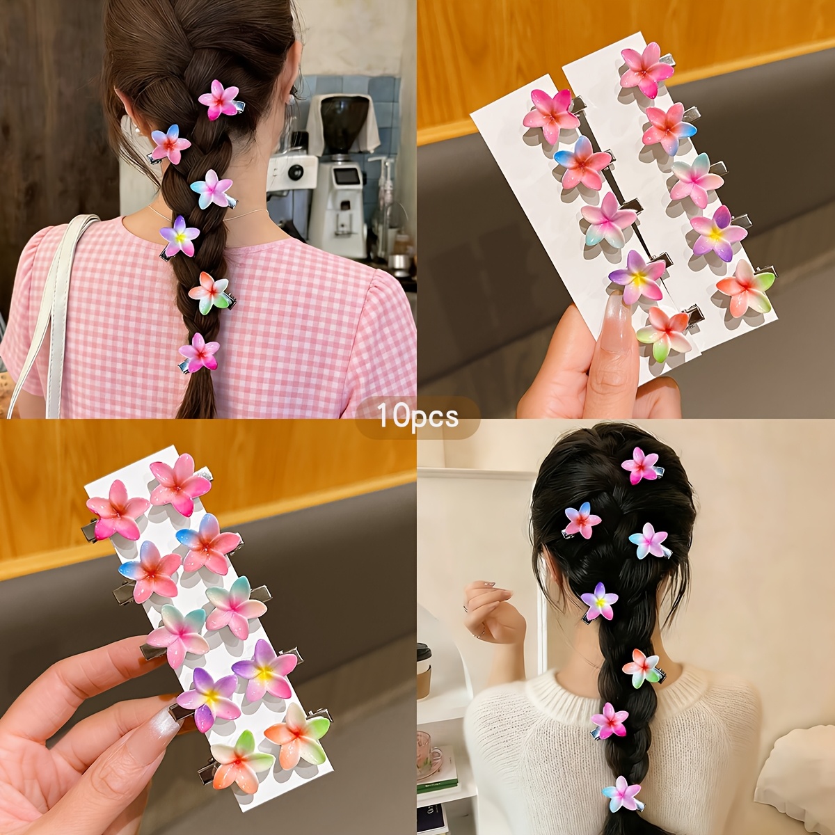 E-shop 10 süße und vielseitige, bunte, zufällige, florale Haarspangen, geeignet für tägliche Haarstyling-Additions
