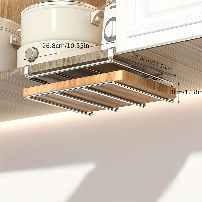 TEMU Stainless Steel Under Cabinet Storage Rack For Cutting Boards, Paper Towels, And Pot Covers - And Organization - 1pc, Practical Storage Rack