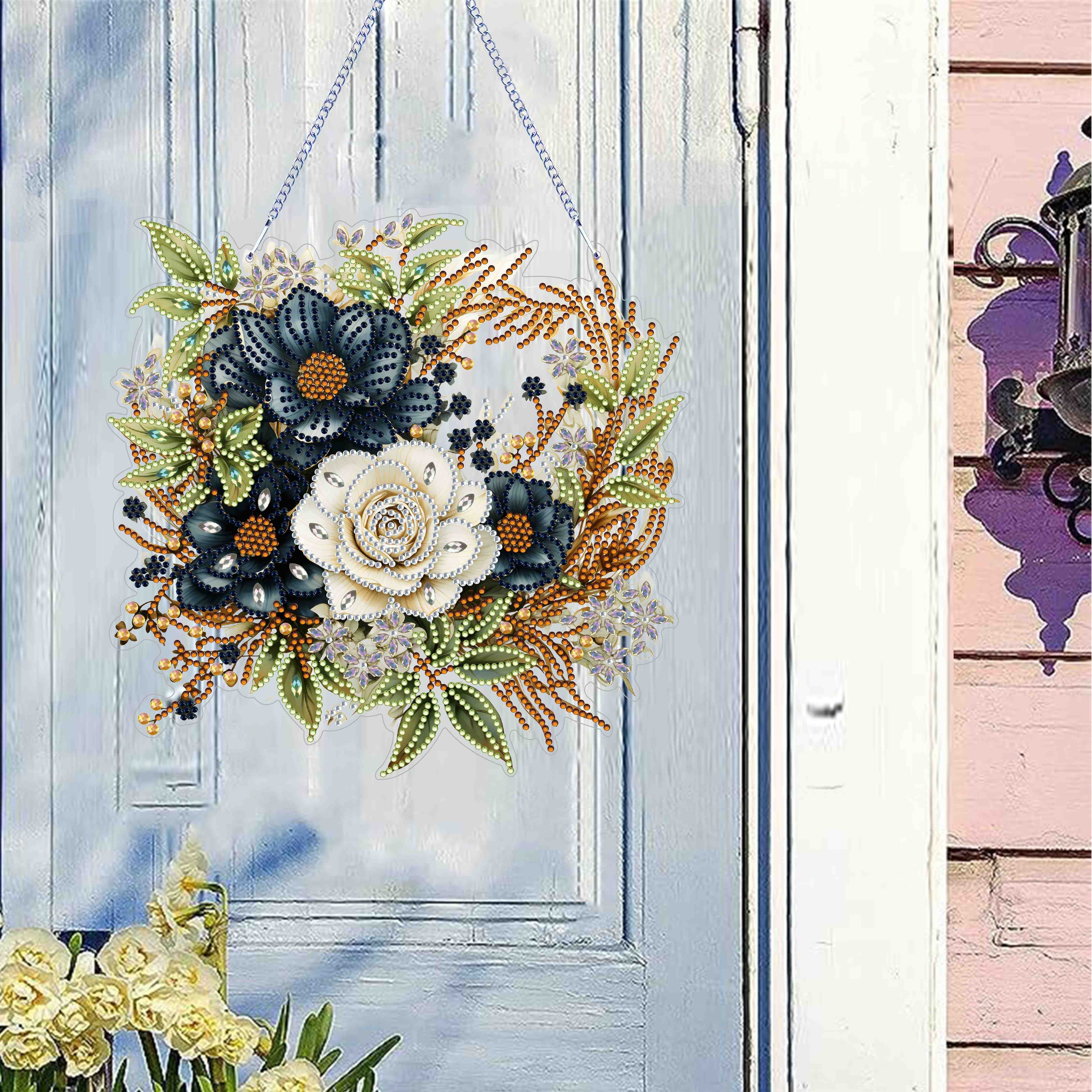 

Diy Acrylic Diamond Art Kit - Unique Floral Wreath Design | Special Shaped Diamonds | Perfect For Garden & Door Decor | Craft Gift Set To Spark Creativity