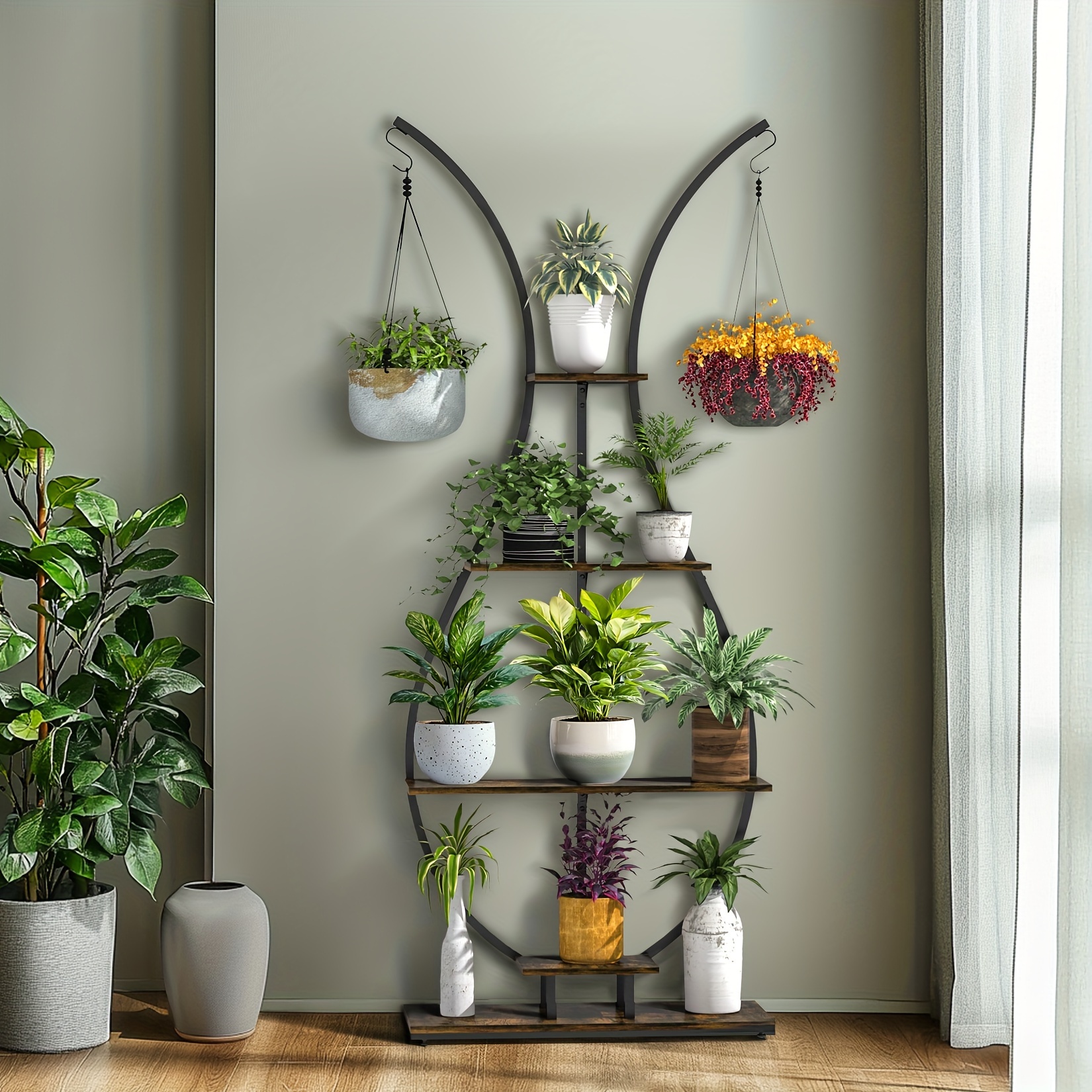 Alipis Portavaso Da Parete In Metallo Nero - Supporto A Anello Per Piante E Fiori Per Esterni E Interni - Diametro Interno 20cm