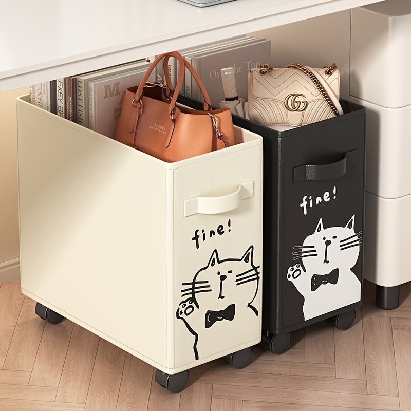 Under-Desk Rolling Storage Cart for Mobile Office Organization
