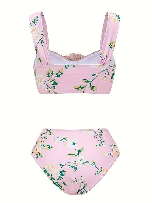 2025 valentines day bikini pure handmade three dimensional flower gathering sexy swimsuit womens two piece set