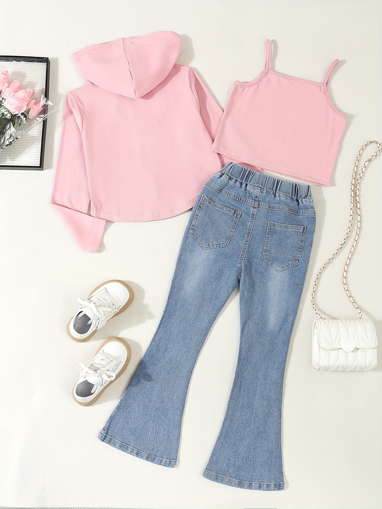 girls' outfit set casual cotton hooded jacket zipper long Temu Oman - Main Image