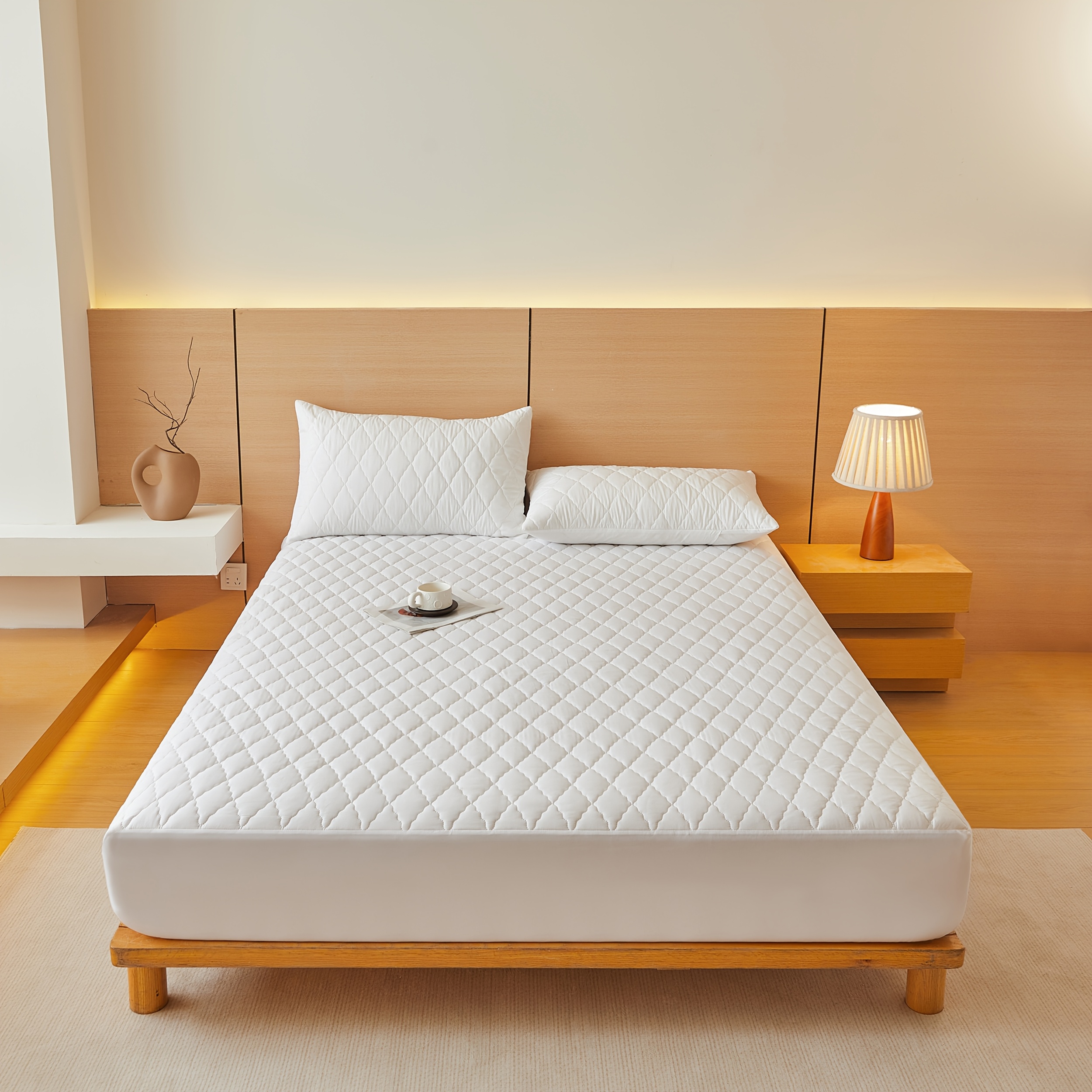 TEMU 1pc Waterproof Mattress Protector Cover, No Pillowcase Or Pillow Insert, Soft And Comfortable Solid Color Bedding Waterproof Mattress Cover For