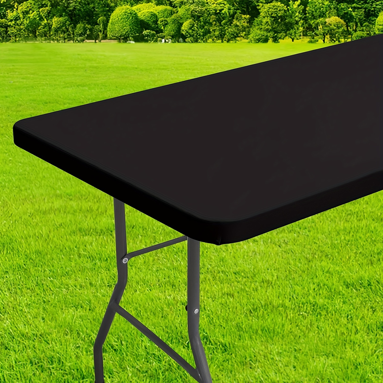 

1pc, Spandex Rectangle Tablecloth, 6ft Elastic Fitted Picnic Table Cover, Washable Folding Table Cloth For Camping, Indoor & Outdoor Event, Black, 72"x30