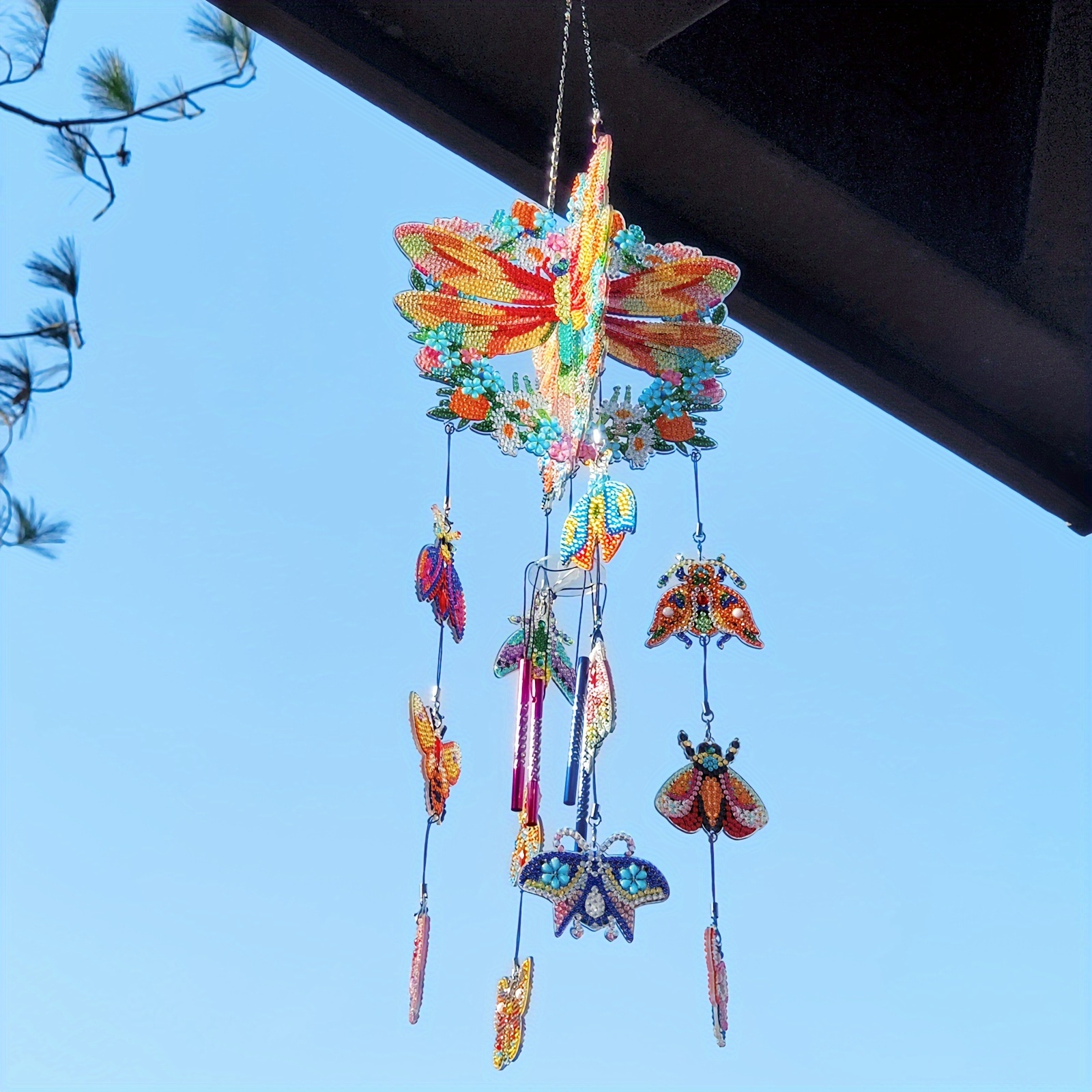 

1pc Diamond Painting Handmade Diy Acrylic Color Dragonfly Hanging Wind Chimes For Window Balcony Restaurant Activity Decoration, Simple And Beautiful, To Send Friends And Family Diy Gifts
