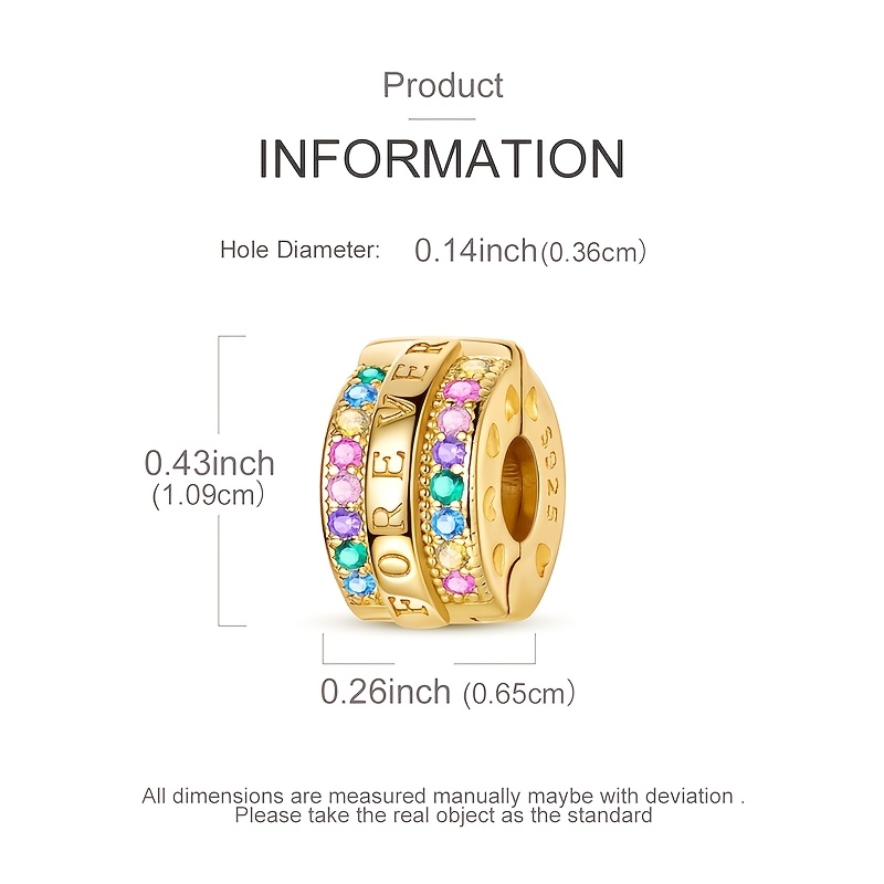 925 Sterling Silver Golden Forever Sparkling Beaded Charm