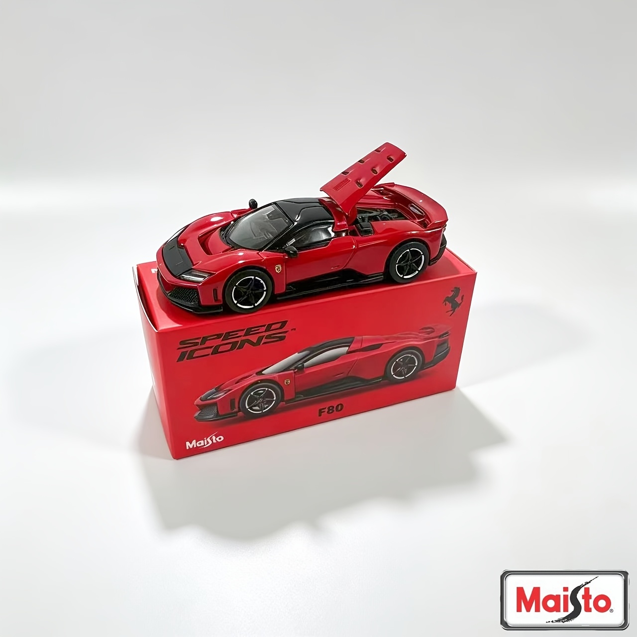 TEMU Maisto For F80 Die-cast Model Car, Licensed Alloy Supercar Replica, Openable Trunk, Rubber Tires, Gift For Collectors, Boys, Car Enthusiasts