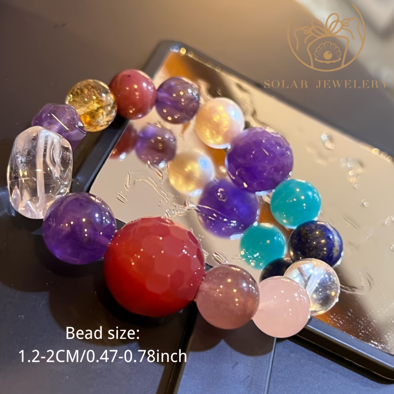Multi-Gem Bracelet with Yellow, Purple Crystal, and Amazonite