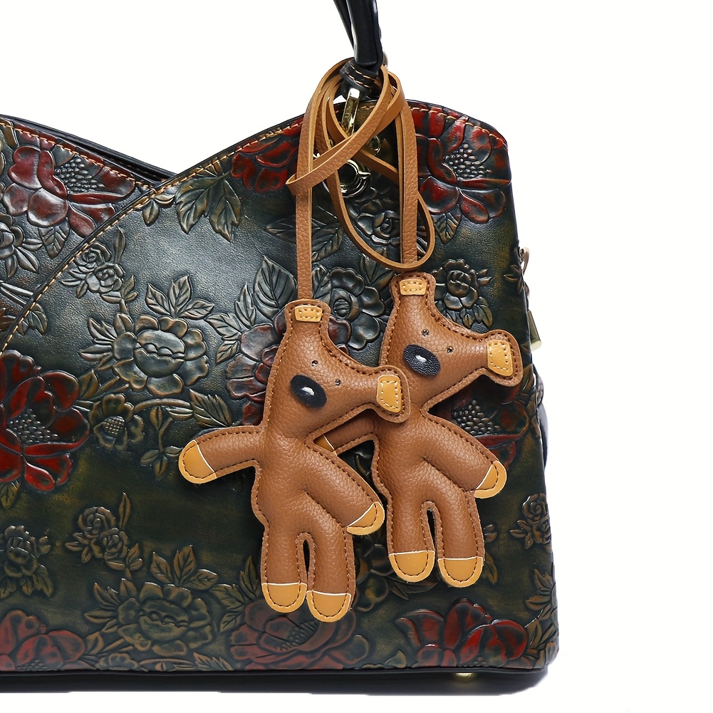 2pcs Cartoon Teddy Bear Keychain, Pu Leather Bag Charm Pendant For School Backpack, Car Keys, Cute Decorative Gift For Women, Niche Design