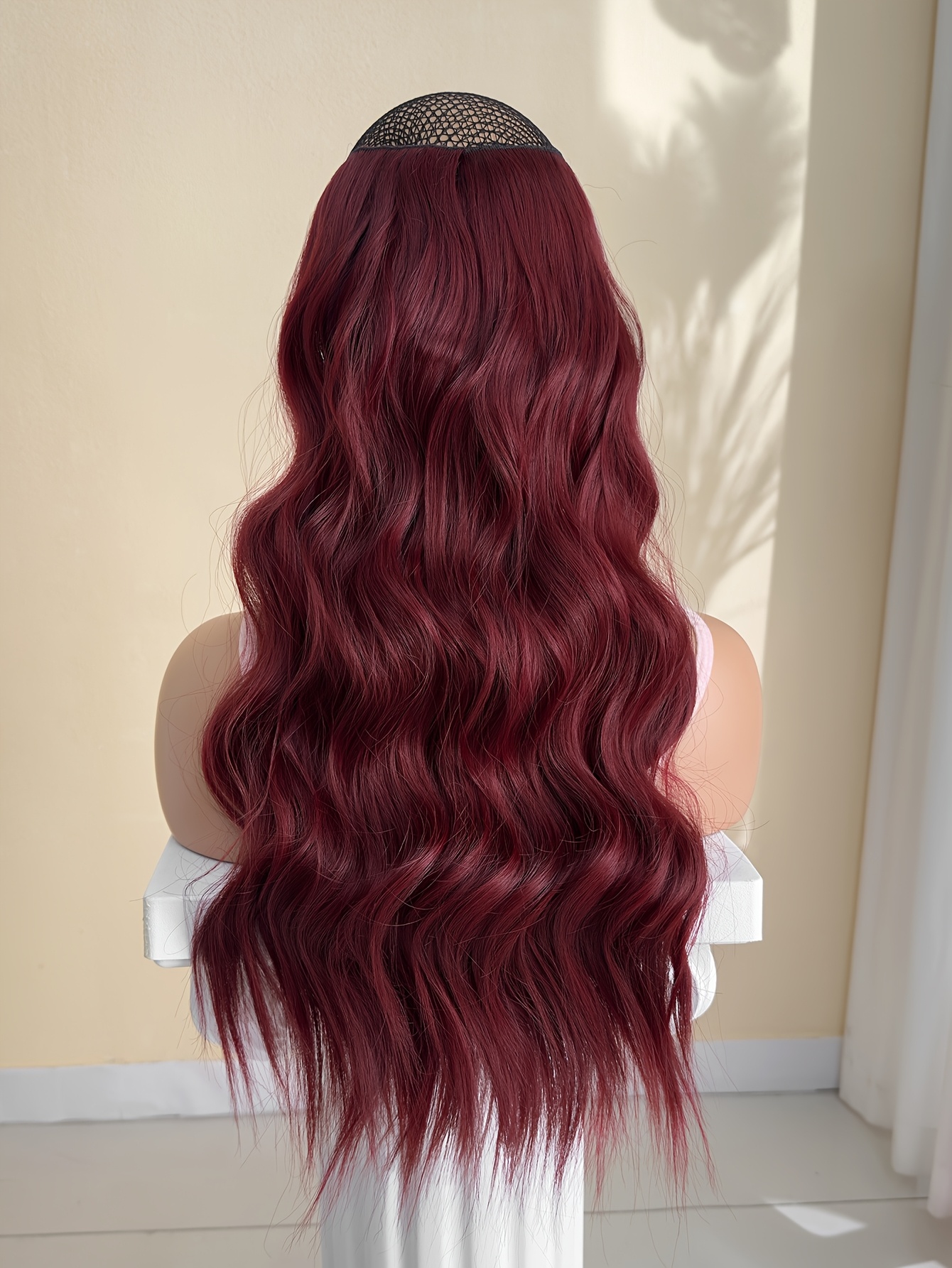 4pcs 22 inch wine red   in hair extensions 4pcs   thick highlighted hairpieces long wave clip in hair pieces   synthetic hair extension for women details 2