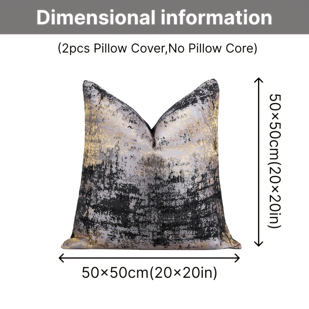 Image of 2pcs Black Golden Gradient Abstract Texture Pillow Cover Light Luxury Jacquard Sofa Living Room High-level Cushion Cover(no Pillow Core)