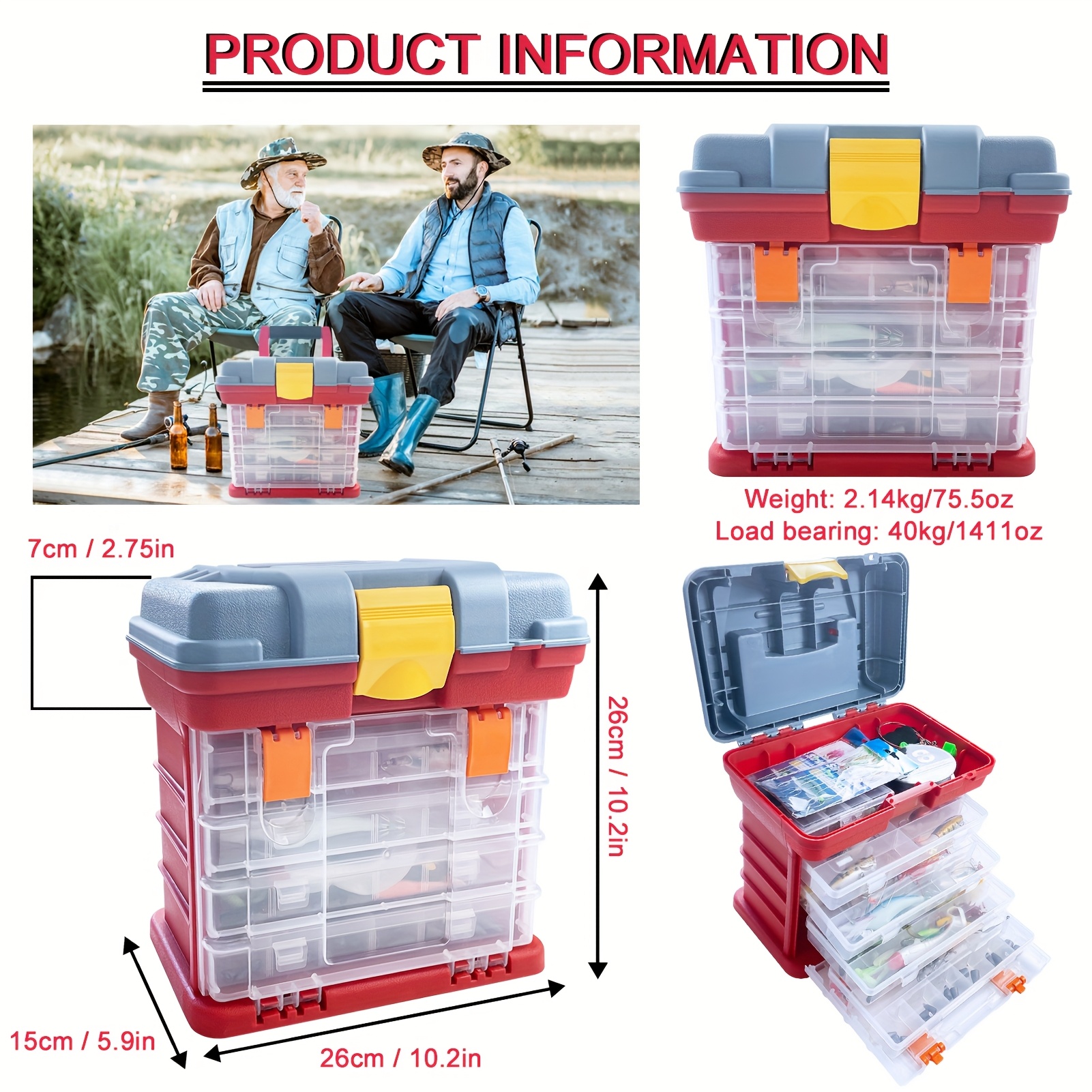 Fishing Gear Fishing Tackle Box Kit Beginners Equipment, 215pcs