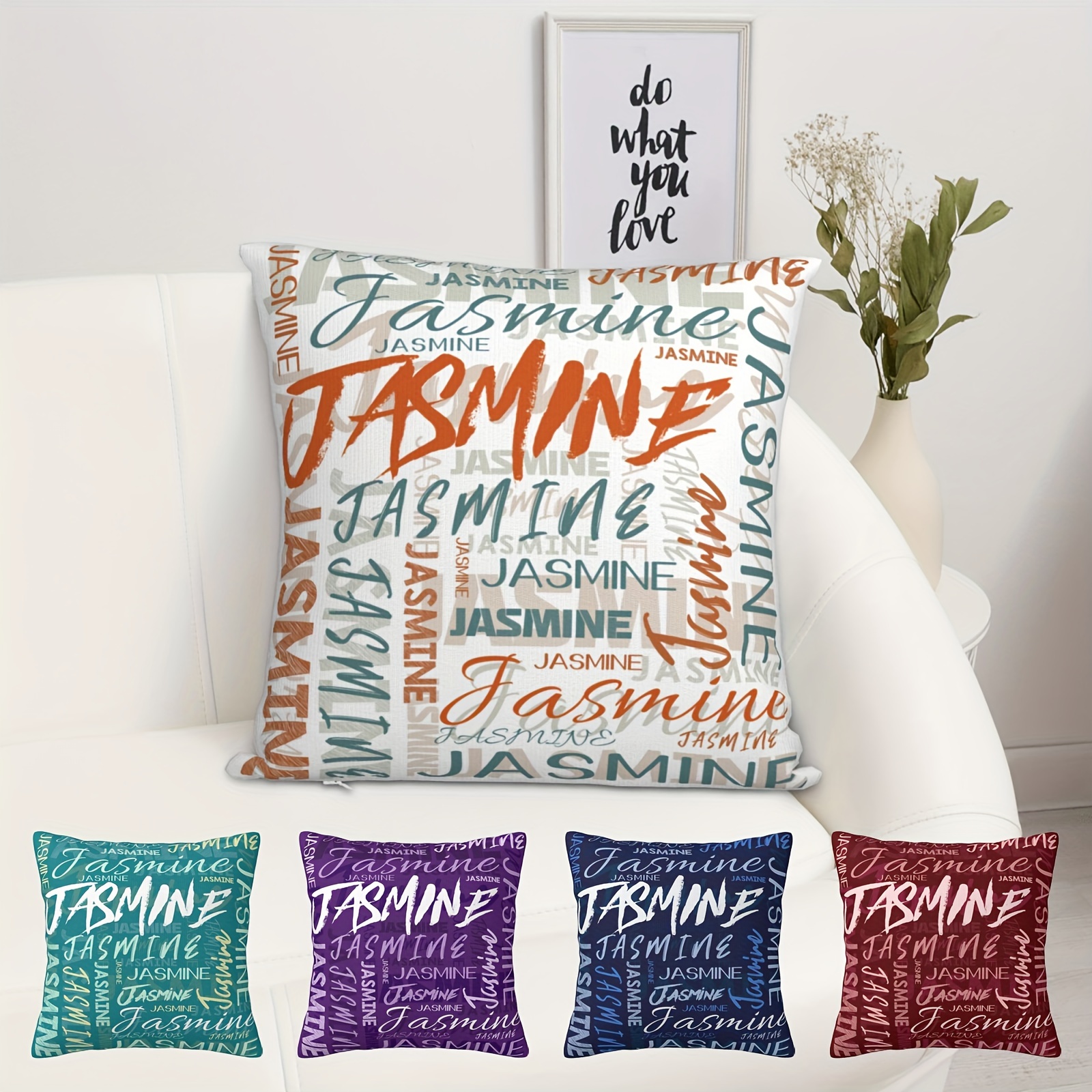 

Custom Name Throw Pillow Cover 18"x18" - Personalized Gift For Weddings, Anniversaries & - Soft Polyester, Zip Closure, Machine Washable - Living Room & Bedroom Decor