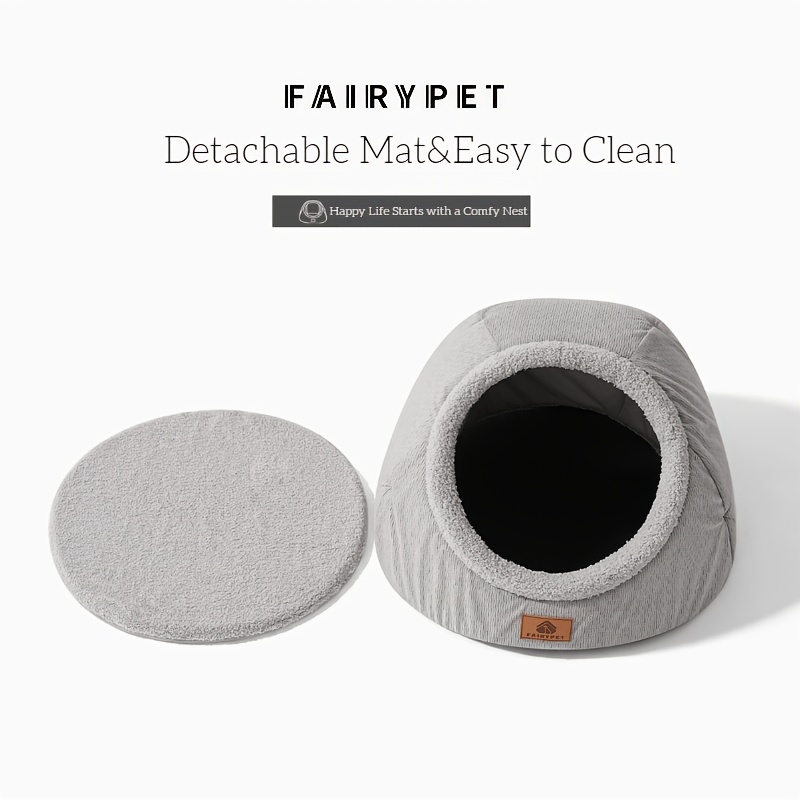 semi enclosed cat bed winter warm thickened padding removable and washable pet deep large space cat and dog bed for Product details 3