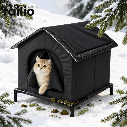 item picture tailio winter inproof elevated pet house du ble oxford fabric with warm cozy pad in snow proof indoor outdoor use for cats small dogs