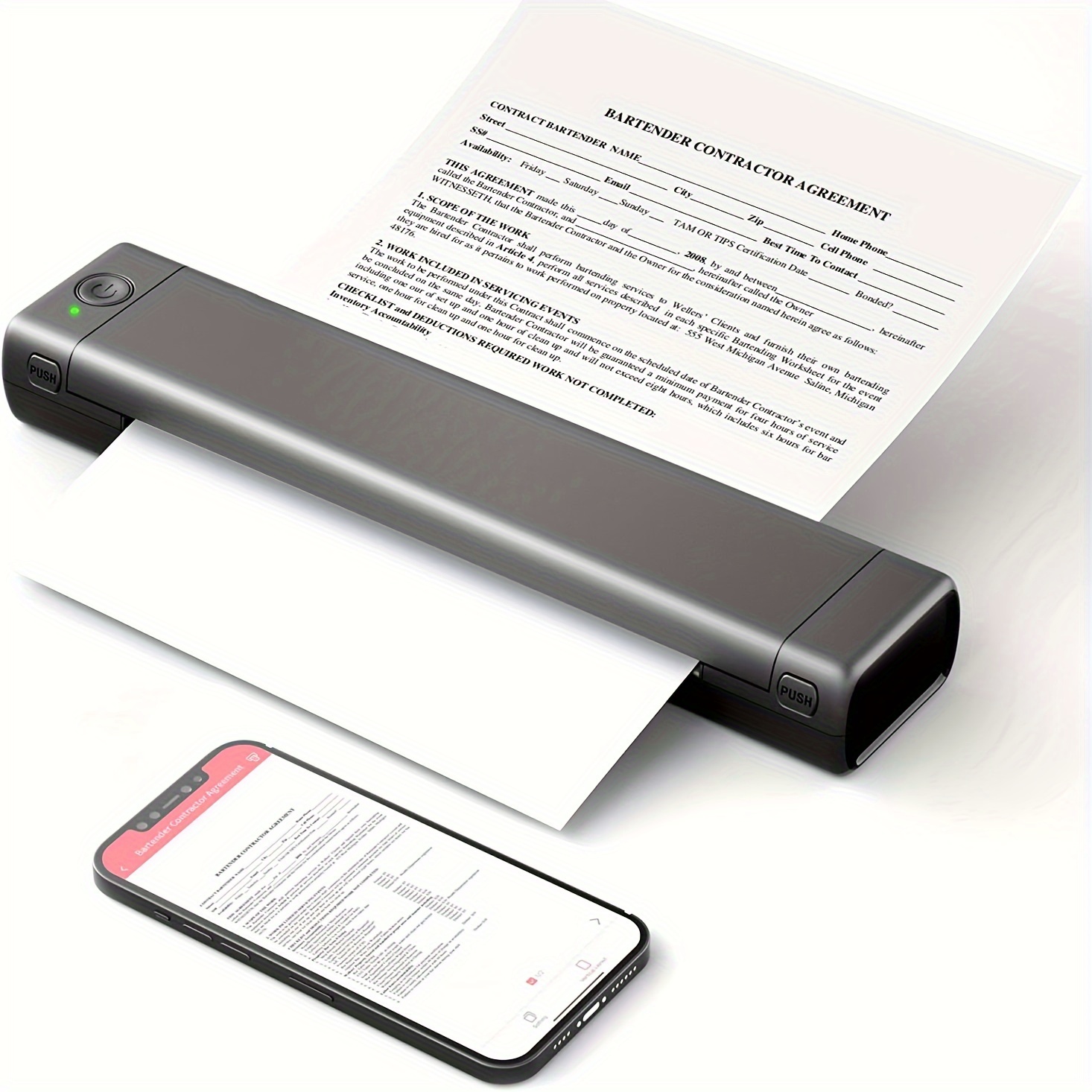 Impresoras portátiles inalámbricas para viajes, impresora térmica móvil sin  tinta Bluetooth, impresora portátil, soporte de papel térmico de 8.5 x 11