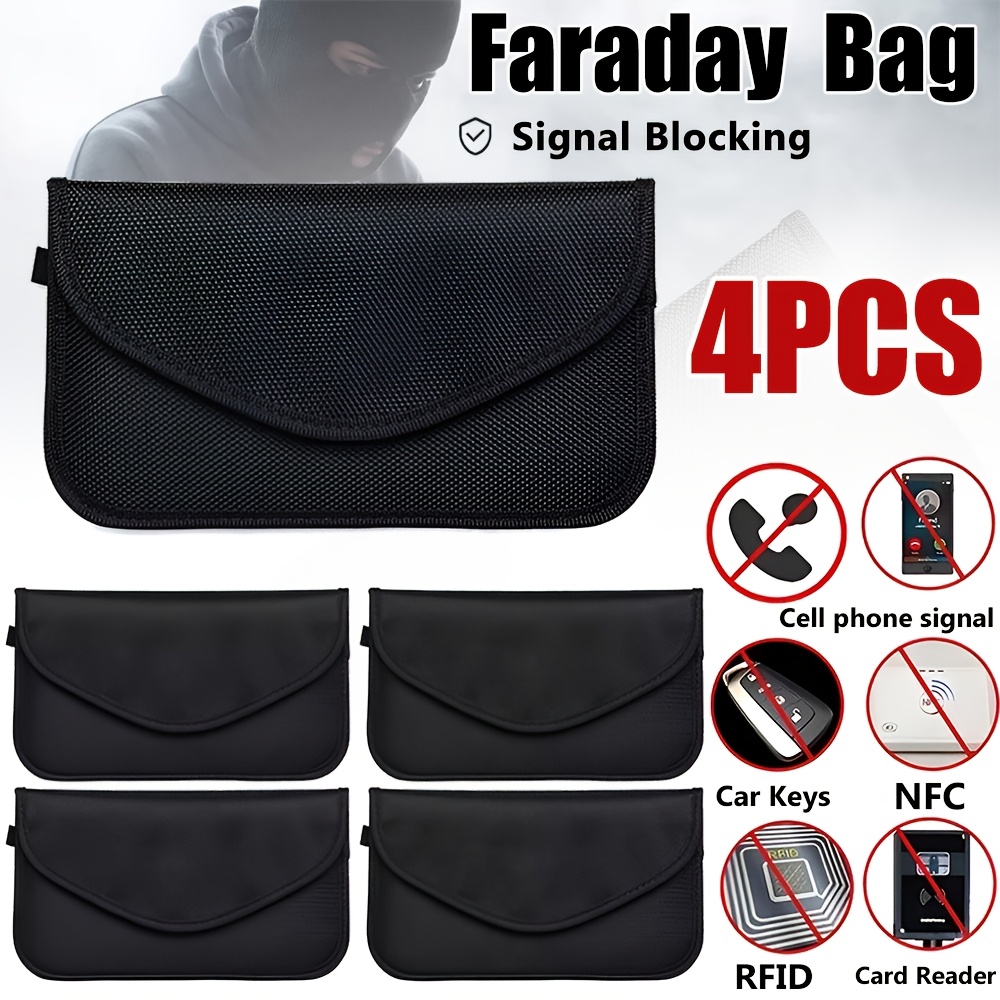 

4pcs Faraday Bags For Phones & Key Fobs - Rfid Blocking, Anti-tracking Nylon Wallets With Privacy Card Protection - Sleek