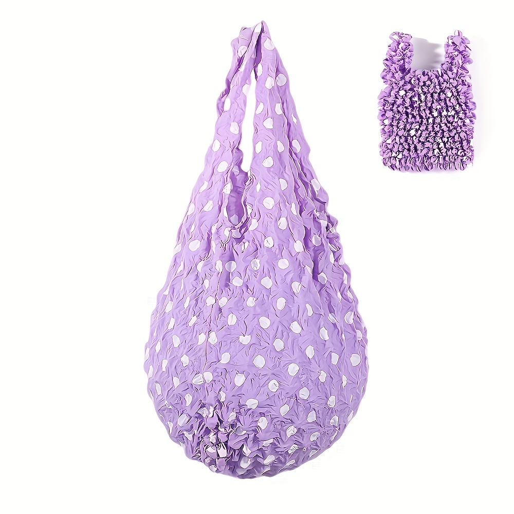 1pc New Influencer Bag Pleated Bubble Multi-functional Elastic Shopping Bag Machine Washable Suitable For And Daily